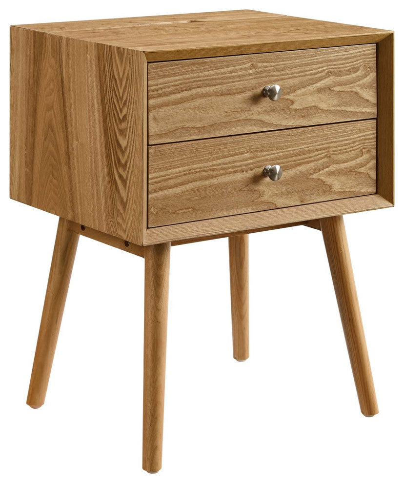 Modway Ember Wood Nightstand With USB Ports