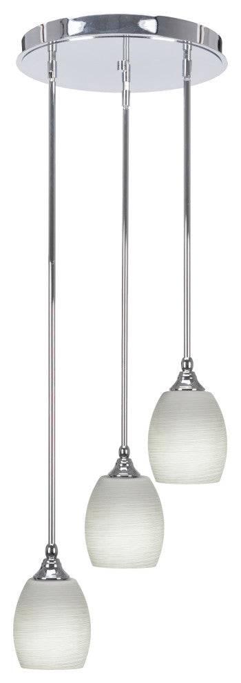 Empire 3-Light Cluster Pendalier, Chrome/White Linen