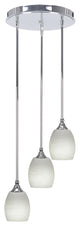 Empire 3-Light Cluster Pendalier, Chrome/White Linen