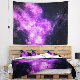 Fractal Violet Nebula Contemporary Wall Tapestry, 60"x50"