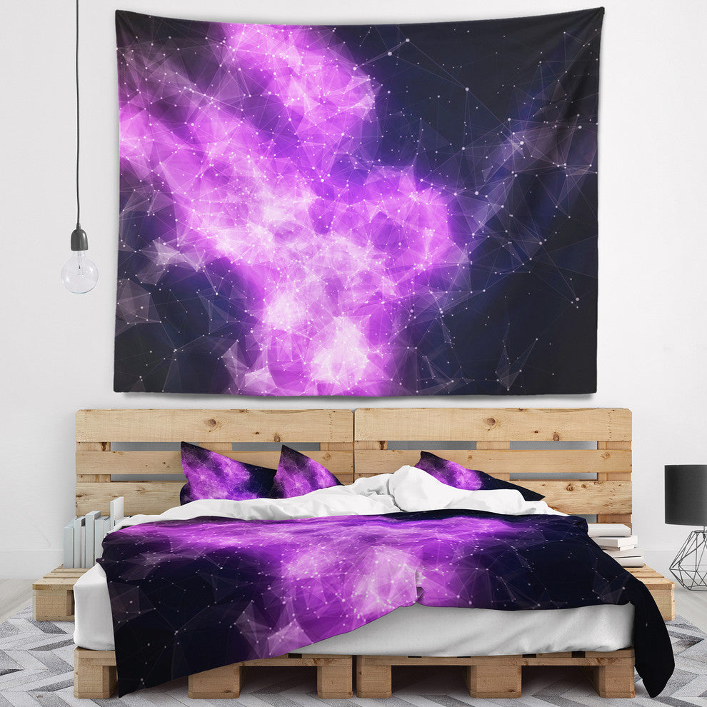 Fractal Violet Nebula Contemporary Wall Tapestry, 60"x50"