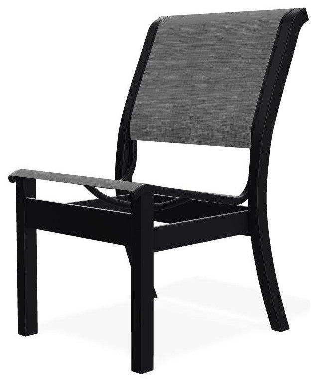 Leeward Sling Stackable Outdoor Dining Chair, Collect Charcoal/Black