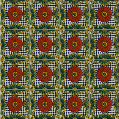 4-Piece Tarachi Talavera Mexican Tile, 6x6"
