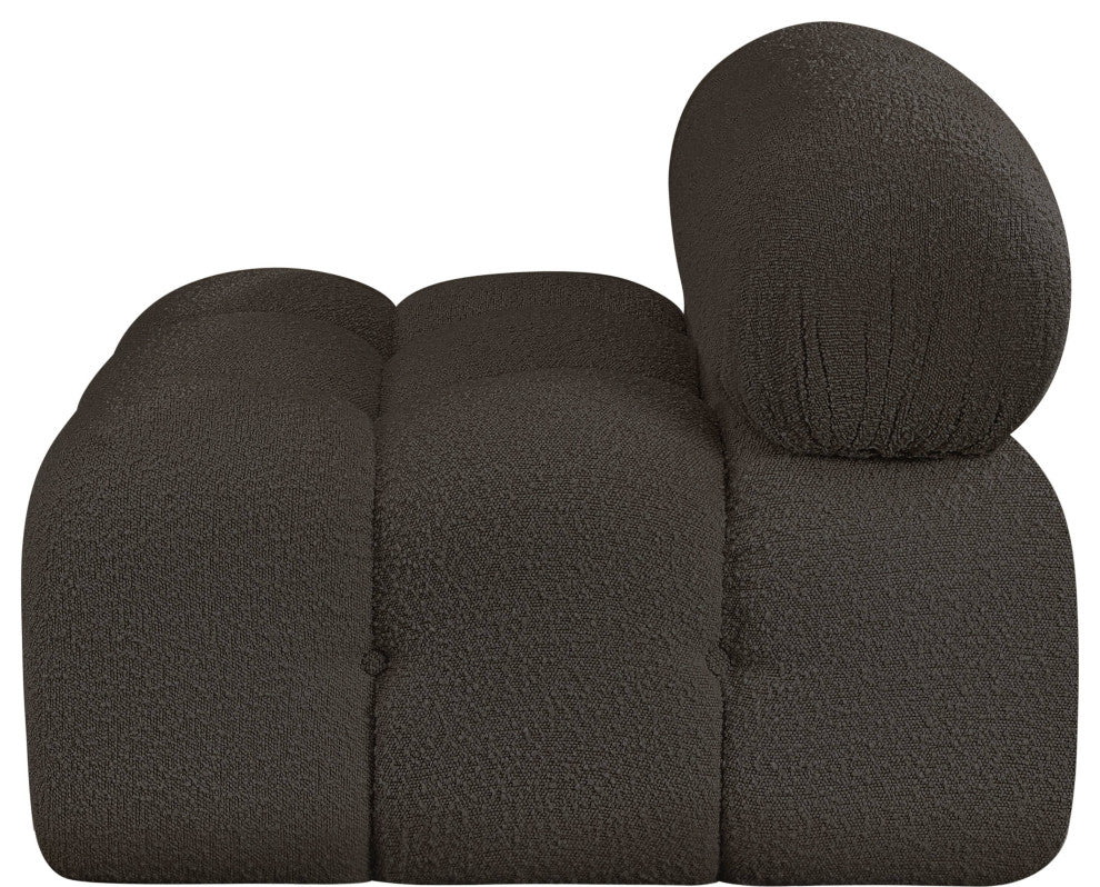 Ames Boucle Fabric Modular Chair, Brown, Armless Chair