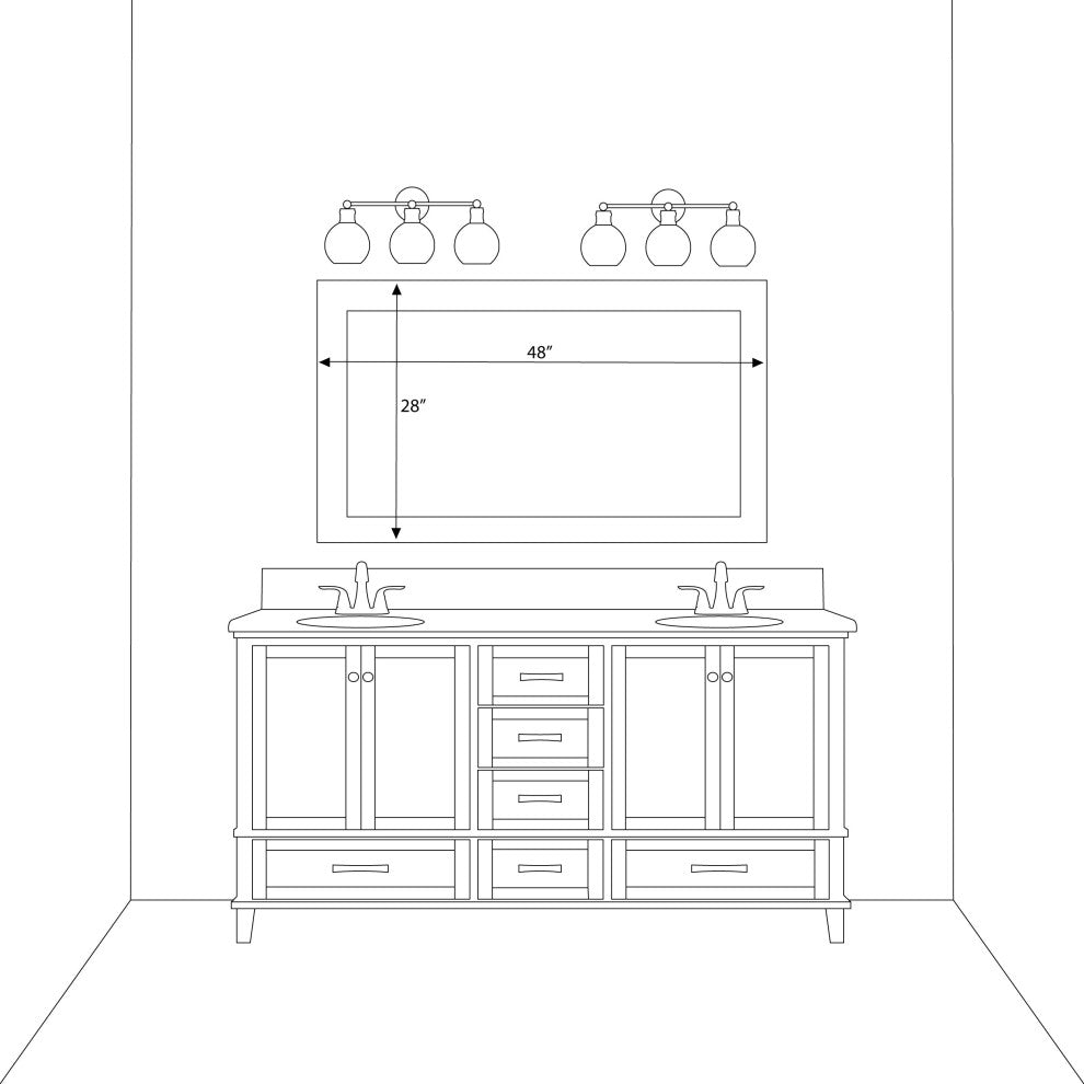 Porter White Framed Mirror, 28"x48"