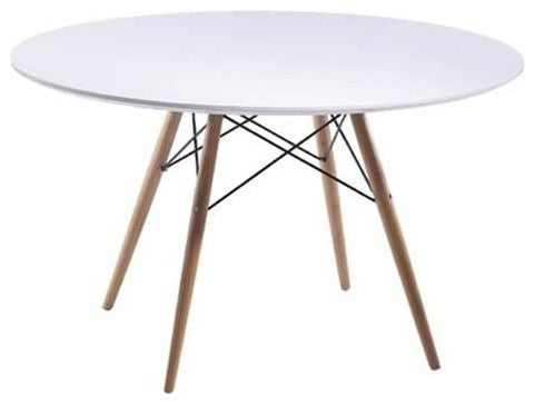 Modern Classics WoodLeg Dining Table 42" Fiberglass Top, White