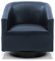 Geneva Charcoal Wood Base Swivel Chair, Midnight Blue