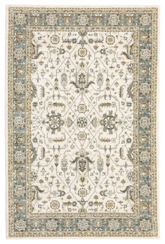 Oriental Weavers Andorra Ivory/ Blue Oriental Indoor Area Rug 5'3"X7'3"