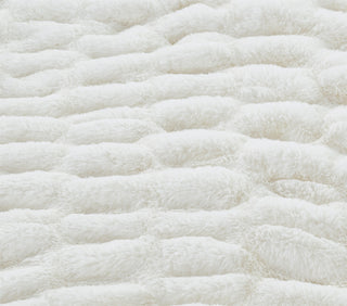 Faux Fur Shar Pei 3 Piece Throw and Pillow Shell Set, Cloud Dancer, 60"x80"