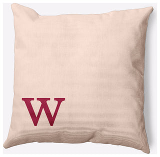 20" x 20" Modern Monogram Indoor/Outdoor Polyester Throw Pillow, Cranberry