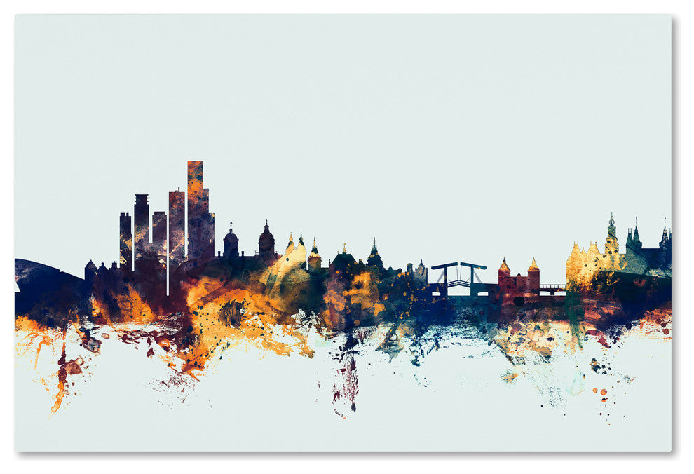 Michael Tompsett 'Amsterdam Skyline Blue' Canvas Art, 12x19