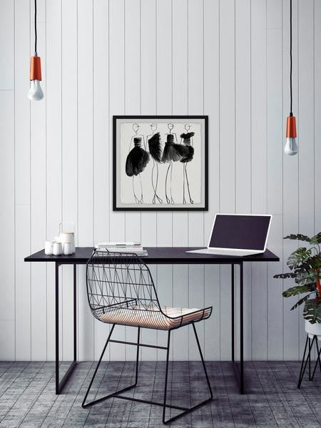 "Glam Noir" Framed Painting Print, 12"x12"