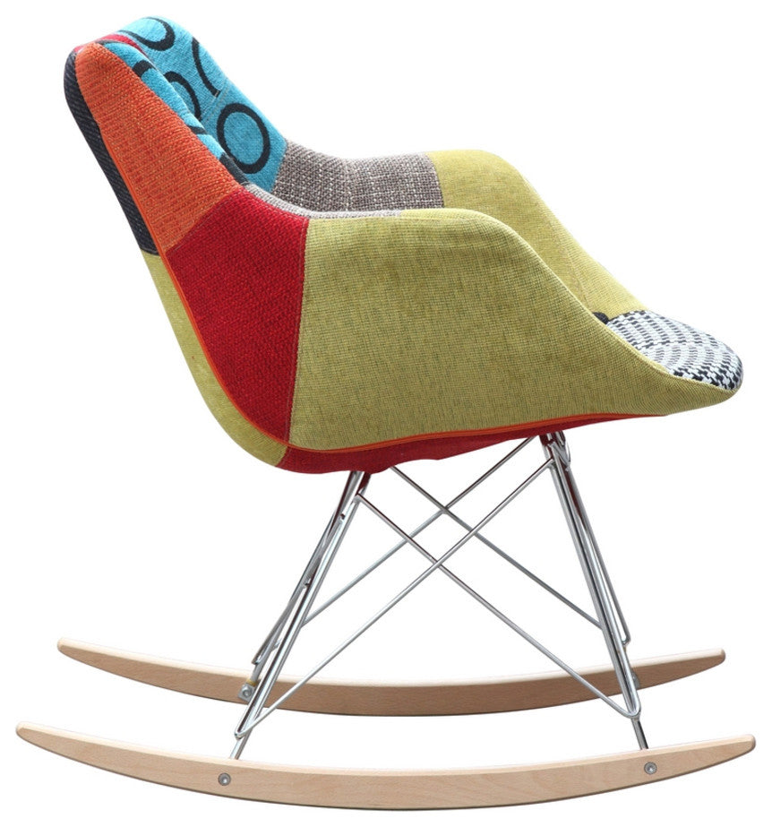 Vintage-Style Rocker Arm Chair, Fabric Seat
