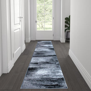 Rylan Collection Abstract Pattern Area Rug-Grey - 2' x 7'