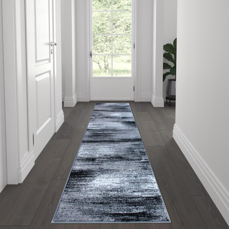 Rylan Collection Abstract Pattern Area Rug-Grey - 2' x 7'