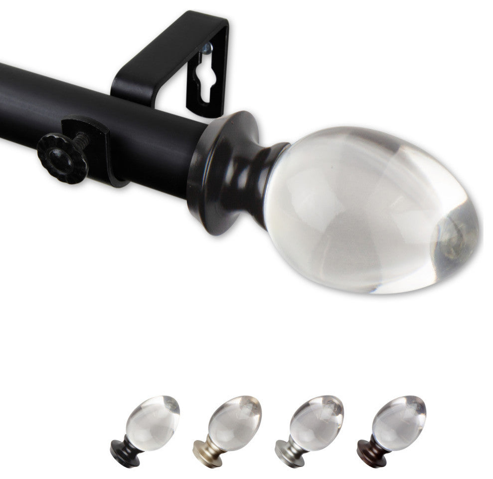 Jaya 1" Curtain Rod, Black, 66-120"
