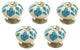 Floral Elegant 1-3/5", 41mm, Blue and White Cabinet Knob, Pack of 5