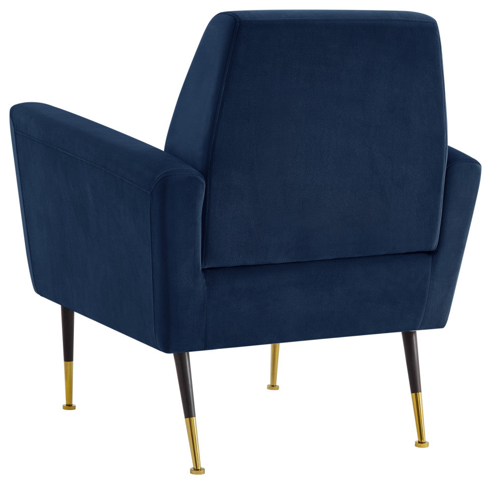 Inspired Home Holt Accent Chair Velvet/Linen 30Lx32Wx36H, Navy