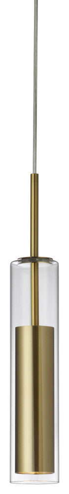 Aged Brass Modern Pendant With Clear Glass