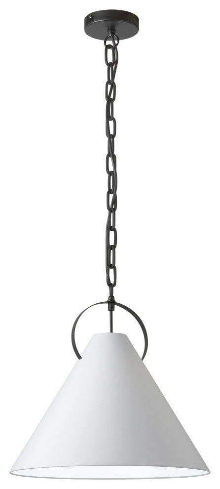 White Contemporary Pendant With Matte Black Metal