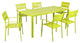 Benzara BM287798 Outdoor Dining Table, Chairs Set, Green, Plank Seat and Backs