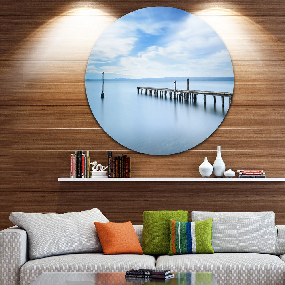 Bright Sky And Blue Sea, Seascape Photo Disc Metal Artwork, 11"