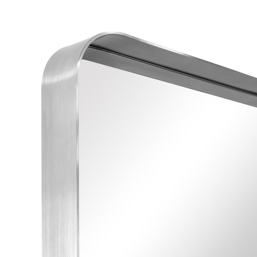 Ultra Stainless Steel Rectangular Wall Mirror, Silver, 24"x36", Brushed