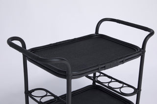 Carlo Rattan Bar Cart - Black