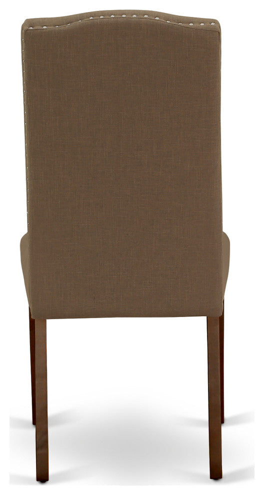 Encinal Parson Chair With Mahogany Leg And Linen Fabric Dark Coffee Set of 2