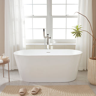 Freestanding Acrylic Bathtub, White/Integrated Overflow, 59"