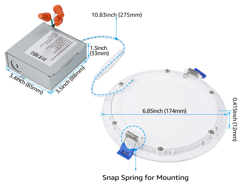 24 Pack 12W 6" LED Recessed Lighting With Junction Box, 2700K Soft White