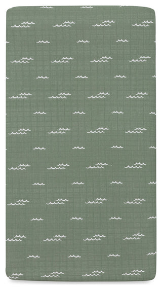 Crib Sheet, GOTS Certified Organic Muslin Cotton, Ocean Waves