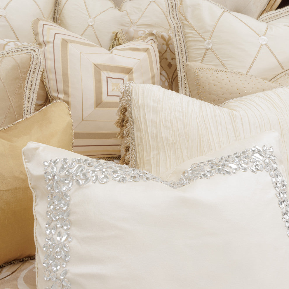 Aico Amini Luxembourg 12 Pc Queen Comforter Set in Creme
