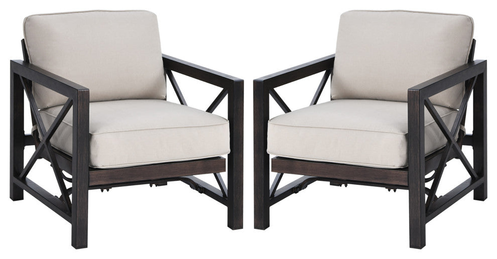 Costway 2PCS Patio Rocking Chairs Sofa With 6'' Cushions Armrest Garden Beige