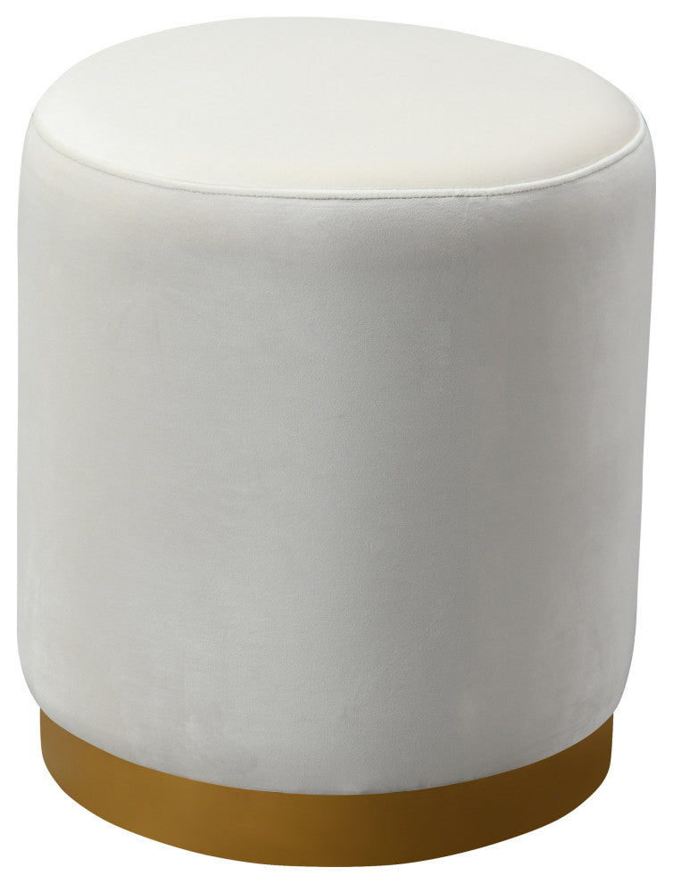 Opal Cream Velvet Ottoman with Gold Base - Cream