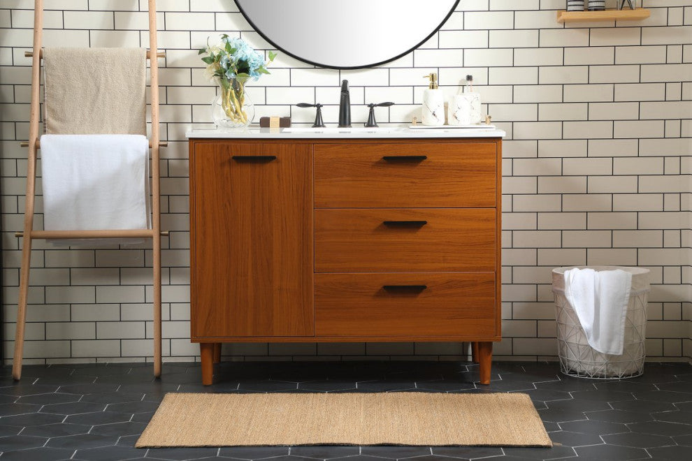 Elegant Decor Baldwin Bathroom Vanity Teak