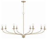 Dolan Eight Light Chandelier, Matte Brass
