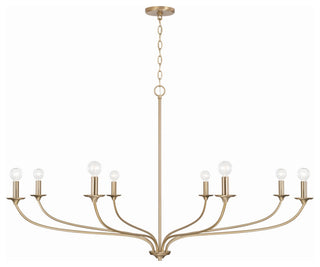 Dolan Eight Light Chandelier, Matte Brass