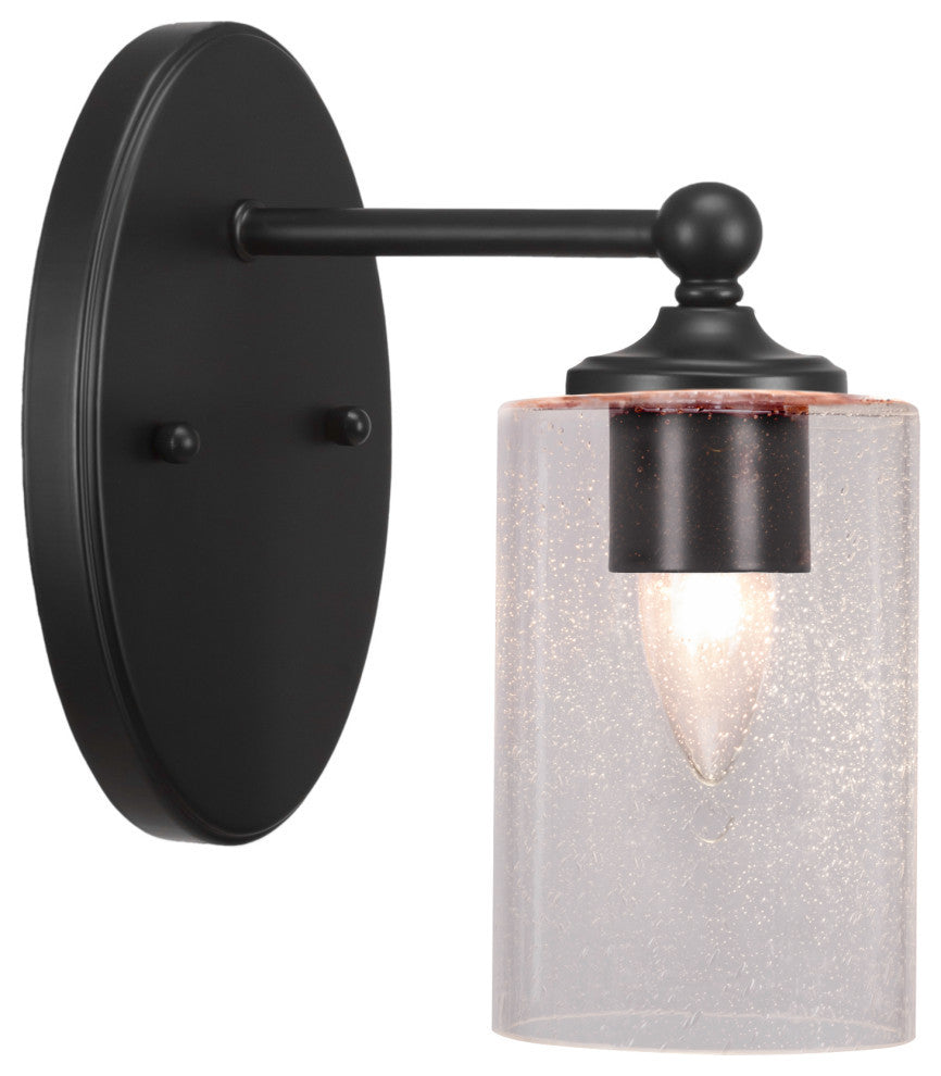 Capri 1-Light Wall Sconce, Matte Black/Clear Bubble