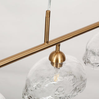 LNC Ranunculus 4-Light 44.5" Brass Modern Linear Glass Island Light