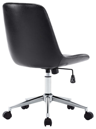 Faux Leather Black Base Swivel Desk Chair, Black