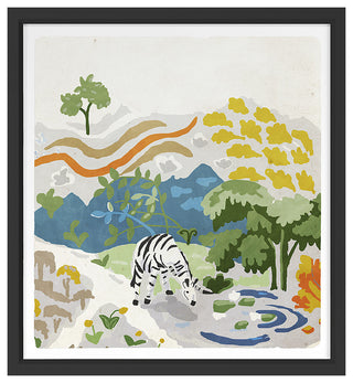 Zebra Water Fine Art Print, Black, 24"x22"
