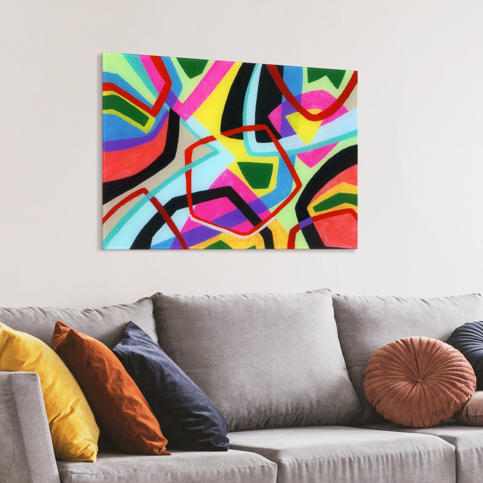 "Bold Shape Shift II" Frameless Free-Floating Reverse Printed Tempered Art Glass