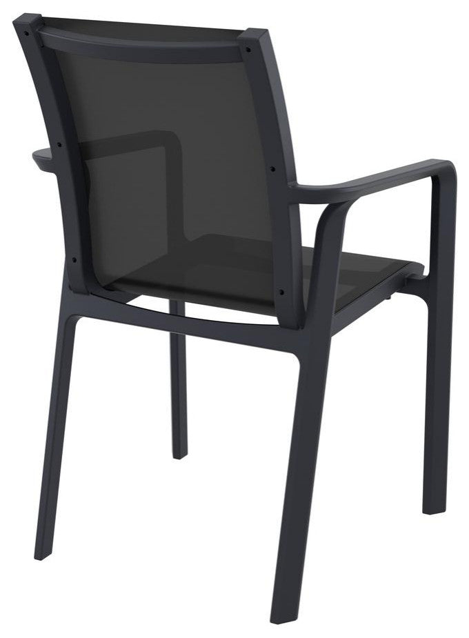 Pacific Sling Arm Chair Black Frame Black Sling, Set of 2