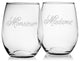 "Monsieur" and "Madame" 2-Piece Stemless Wine Glass Set