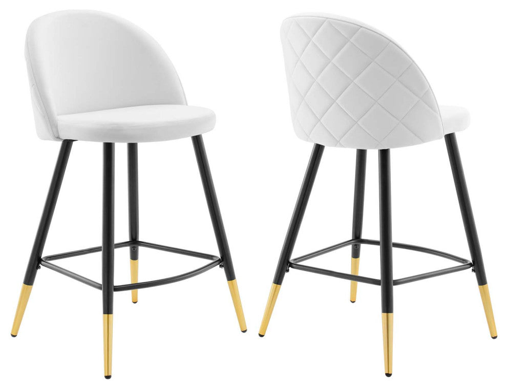 Cordial Performance Velvet Counter Stools Set of 2 White