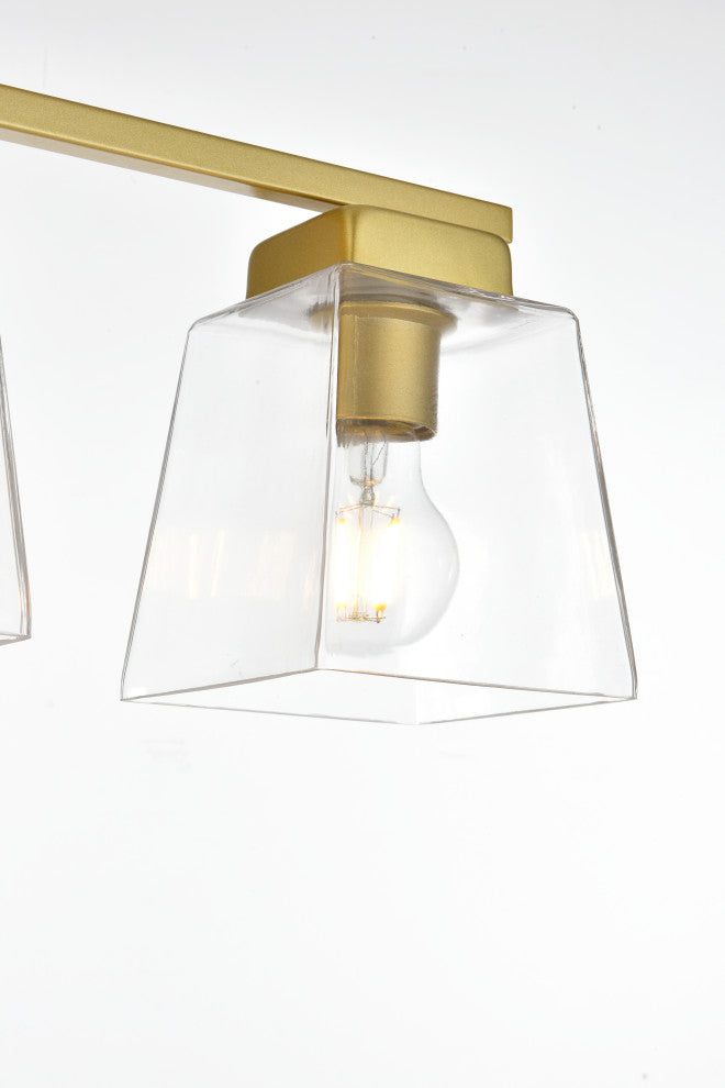 4 Light Brass And Clear Bath Sconce
