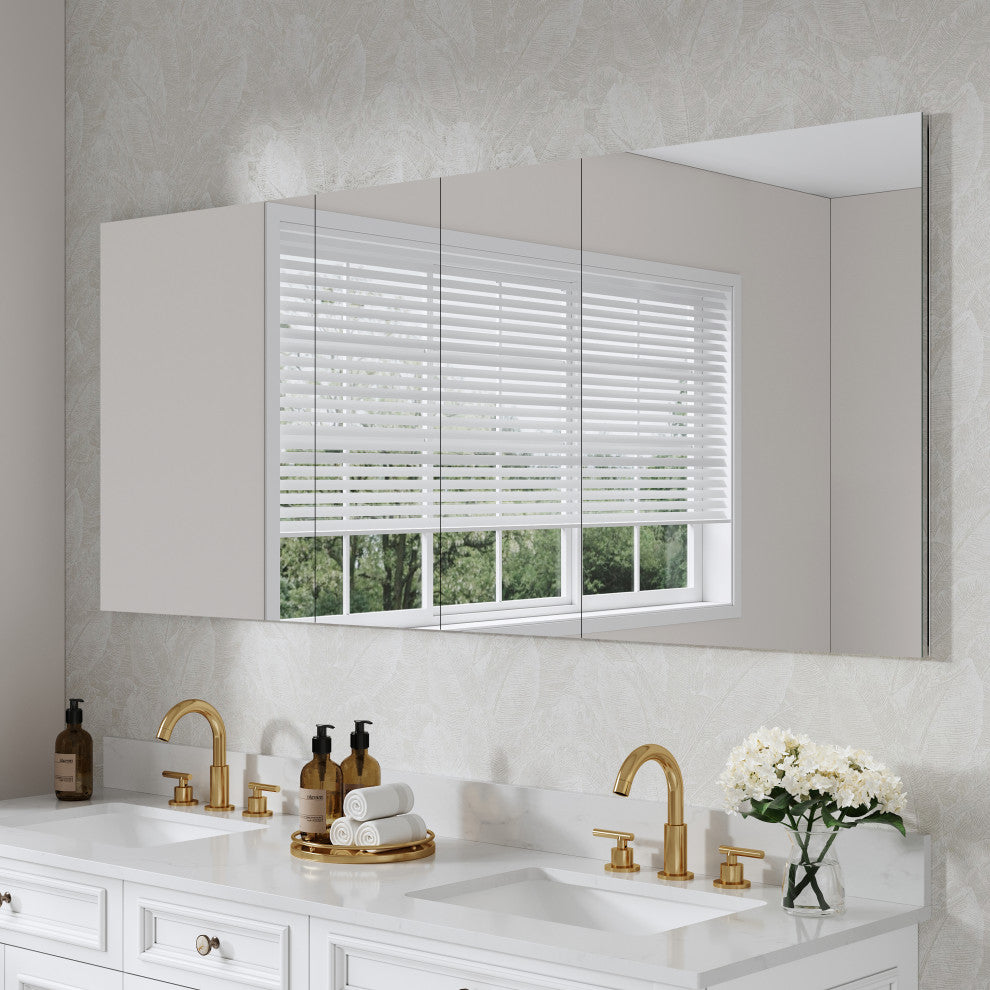 Recessed/Surface Mount Bathroom Medicine Cabinet, Reverse Installation, 72"x30"