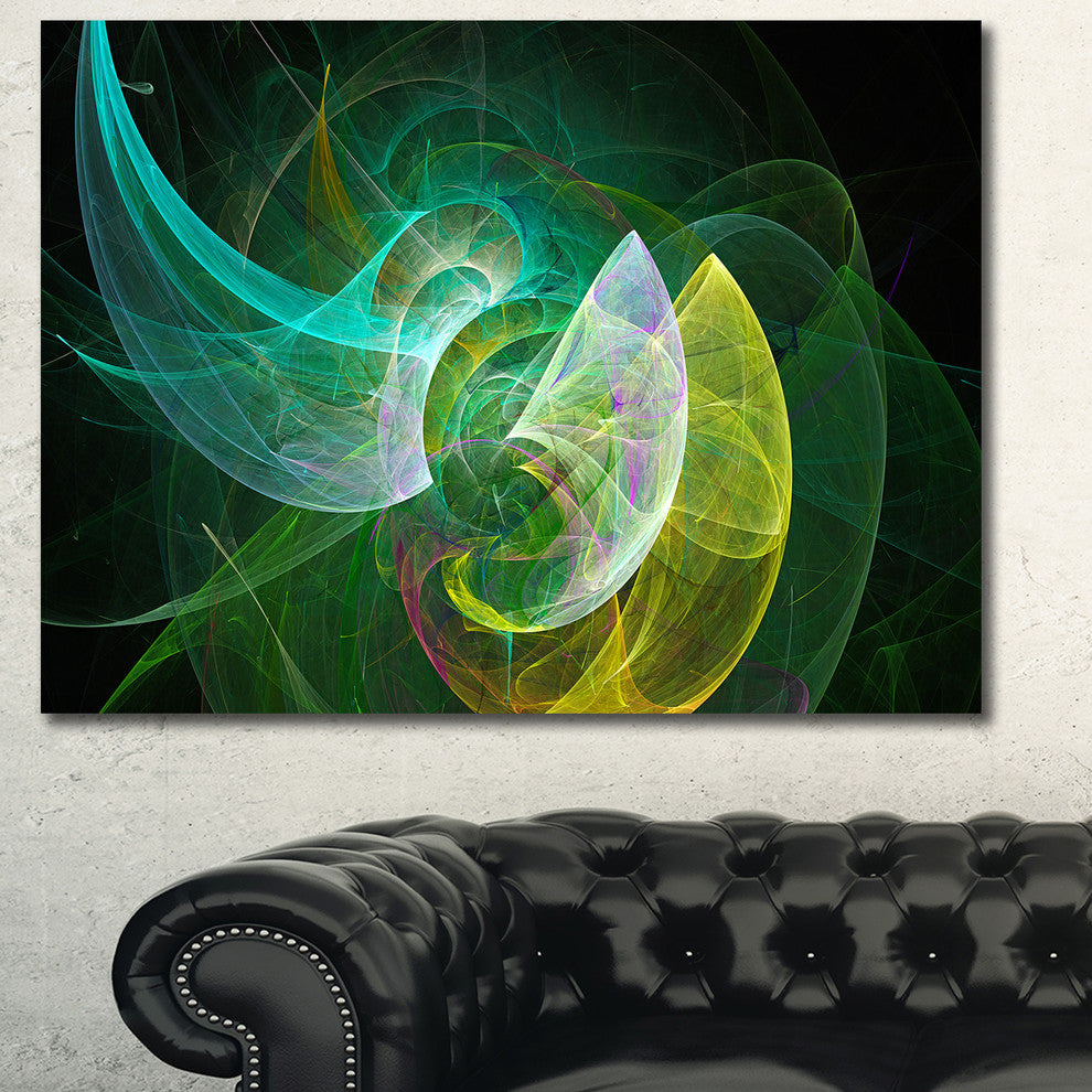 Green Mystic Psychedelic Texture, Oversized Abstract Canvas Art Print, 60x40