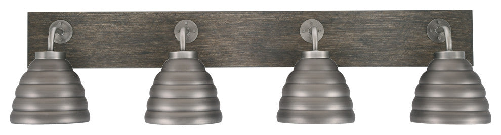 Oxbridge, Bath Bar, Graphite & Painted Distressed Wood-look, 6" Graphite Shades